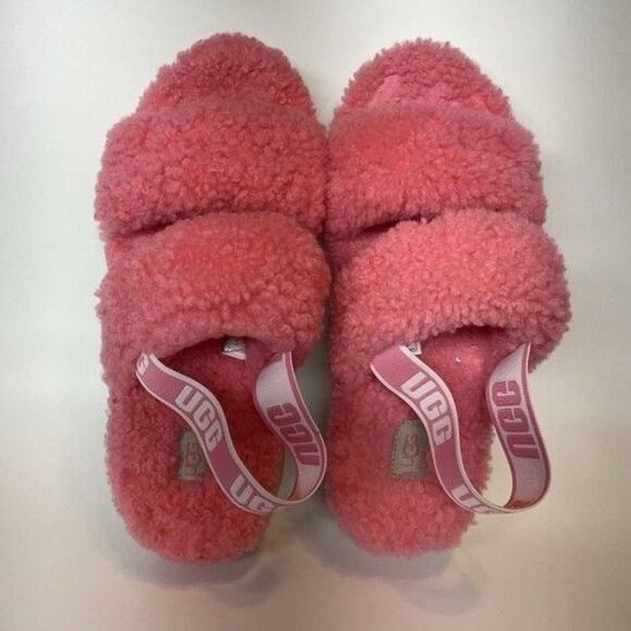 UGG Oh Fluffita Pink/Rose Shearling Platform Slide Sleeper Sandal Women Size 10 - Picture 8 of 14